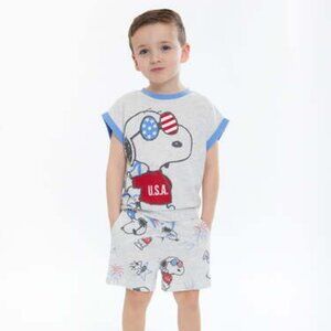 Peanuts Snoopy Toddler Boy Americana T-Shirt and Shorts Set, Size 12M, NWT - USA